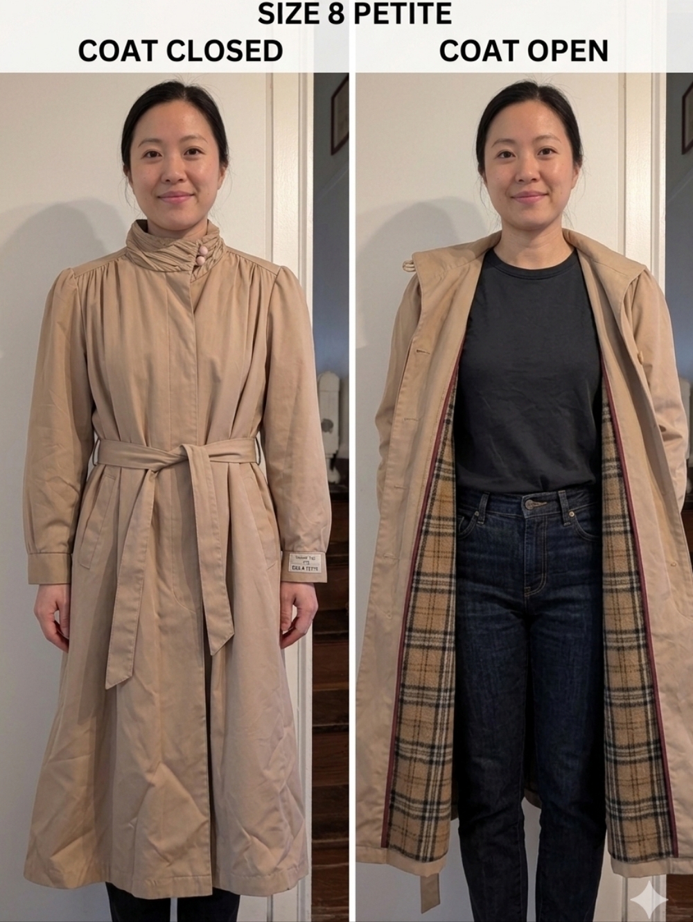 Vintage London Fog Beige Trench Coat with Tartan Lining